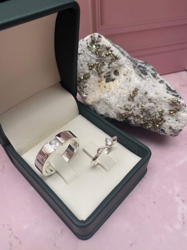 Set Matrimonial en plata con circones suizos